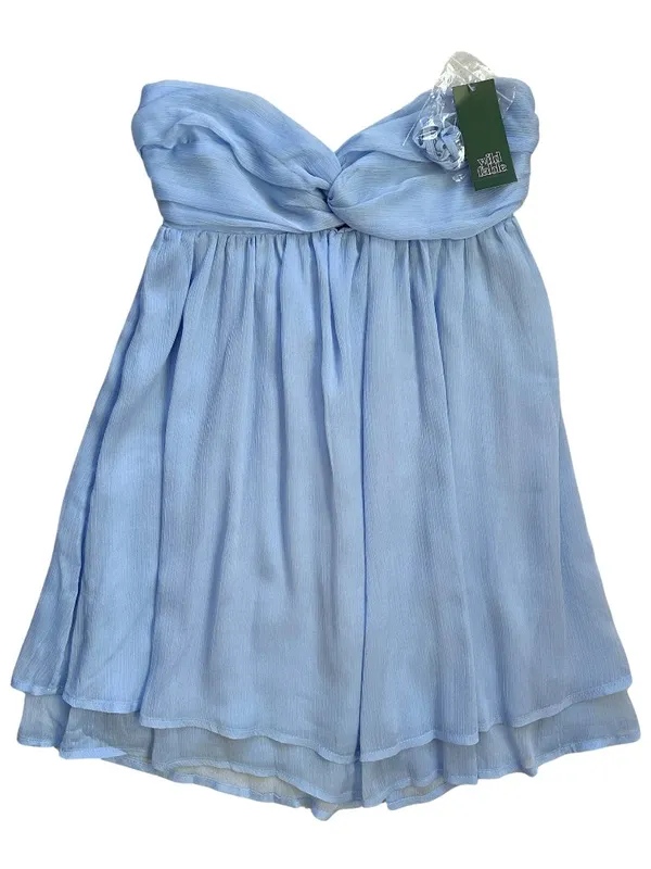 Wild Fable Light Blue Strapless Babydoll Mini Dress With Straps Medium NWT - Image 3