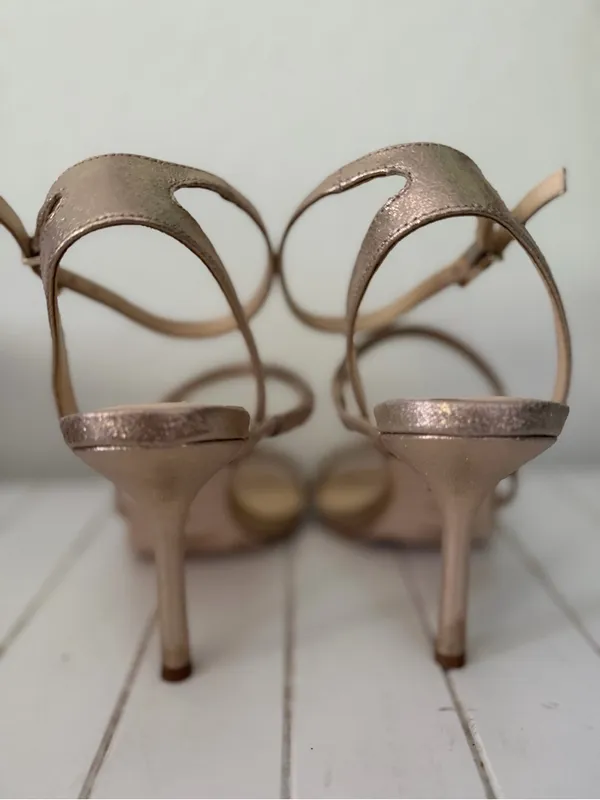 Jessica Simpson Rose Gold Rhinestone Strappy Heels - Image 4
