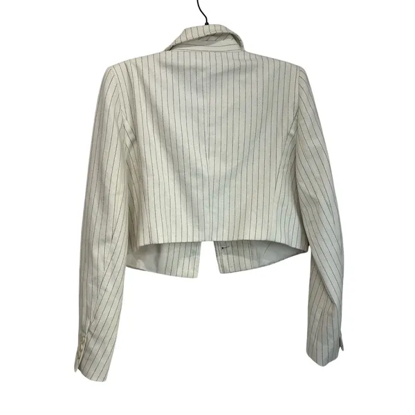 Rachel Zoe Striped Cropped Blazer Size 6‎ Ivory Pinstripe NWT Preppy Chic - Image 3