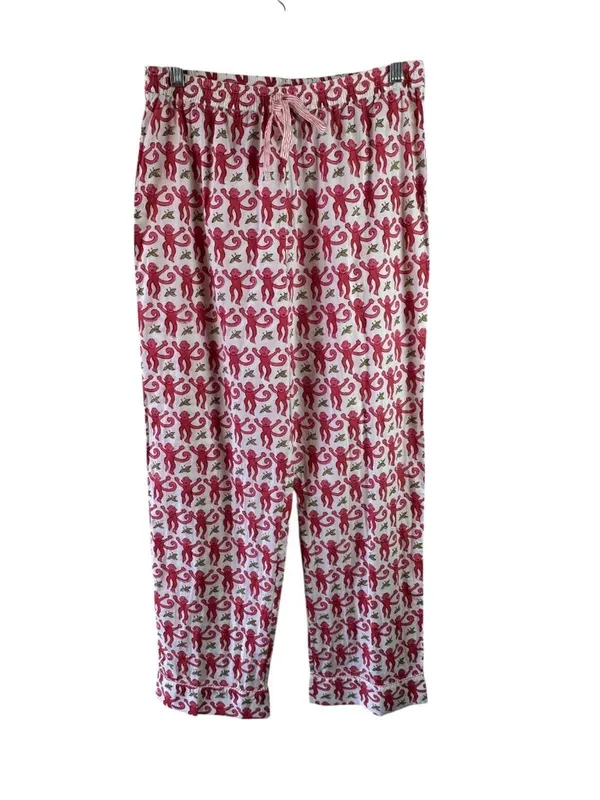 Roller Rabbit Pink Monkey Print Cotton Pajama Set Size S Button Front - Image 6