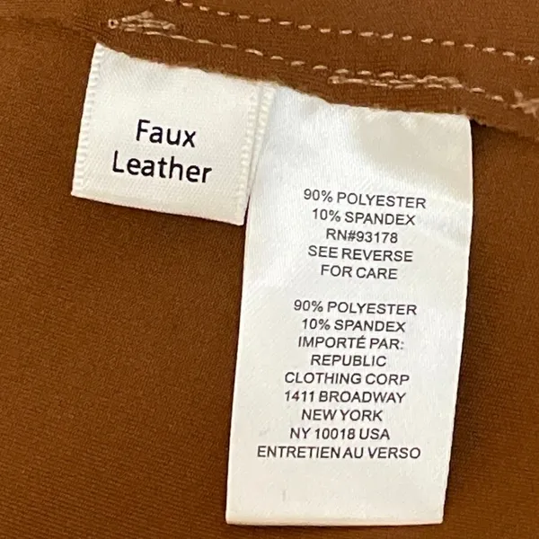 Tahari Women's Cognac Brown Faux Leather Vegan Cropped Moto Coat Jacket Size M - Image 5