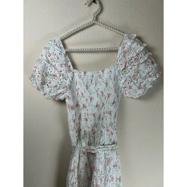 LoveShackFancy Clementine Eyelet Dress Size 2 Coquette Floral Girly Midi Length - Image 15
