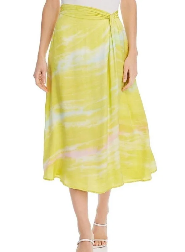 NWT Young Fabulous & Broke Savanna Yellow Satin Midi Skirt XS - Image 9