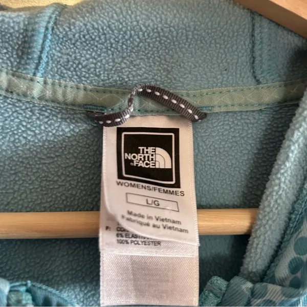 The North Face Fleece Lined TKA Stretch Zip Up Jacket Hoodie‎ Blue Floral Size L - Image 4