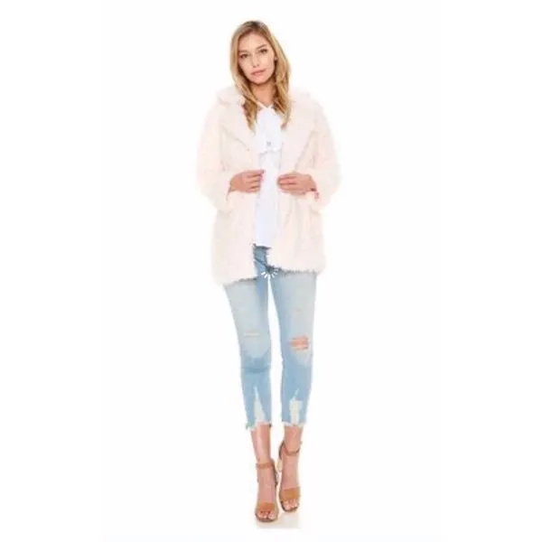 VA VA by Joy Han Faux Fur Teddy Coat Shaggy Jacket Women‎ Light Pink Size S $130 - Image 6
