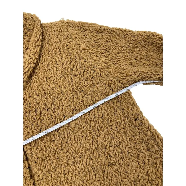 Free People Tan Knit Button-Up Cardigan Sweater Womens L Wool Blend cozy comfy - Image 6