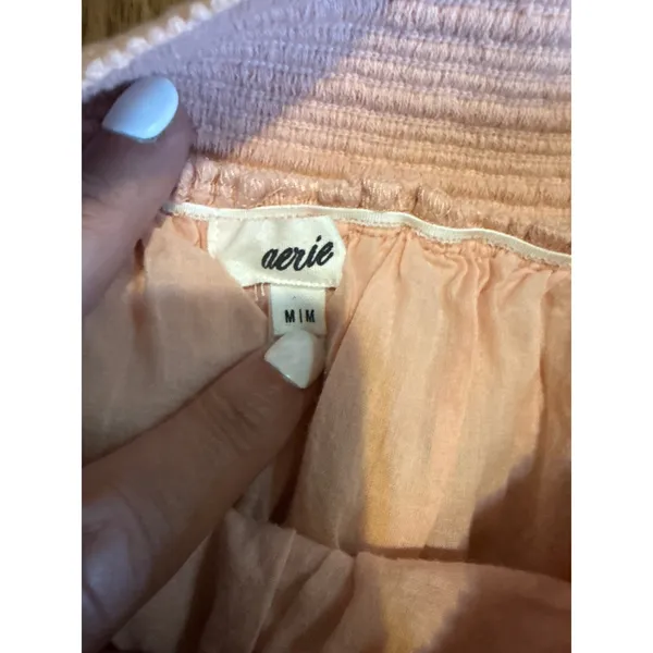 Aerie‎ Peach Pink Crochet Tiered Ruffle Mini Skirt High Waisted Size Medium - Image 4
