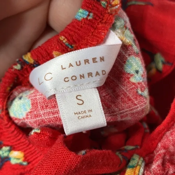 LC Lauren Conrad red sundress with lemon‎ pattern size small - Image 5