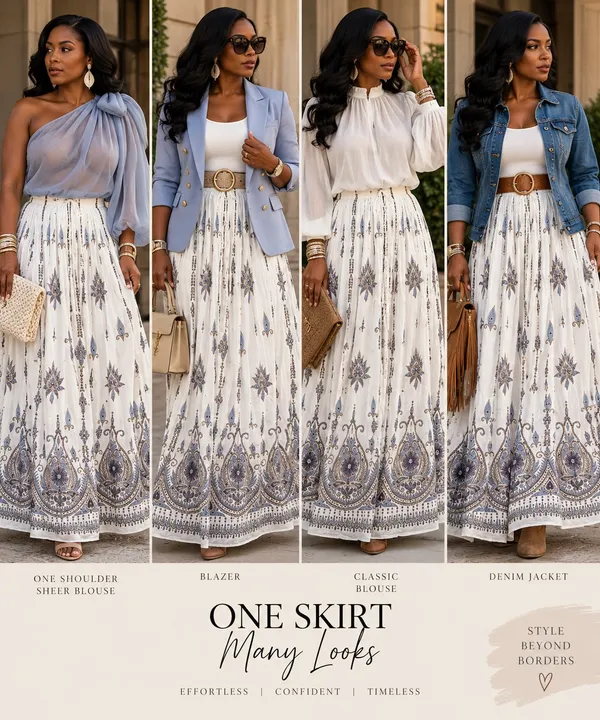 Made in India Embroidered Skirt White - Image 3