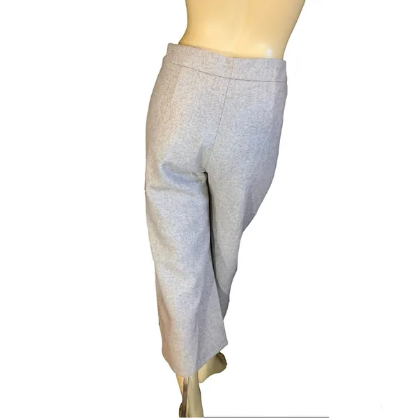 Haute Couture Beige Herringbone Pattern Wide Leg Gaucho Pants (S) - Image 4