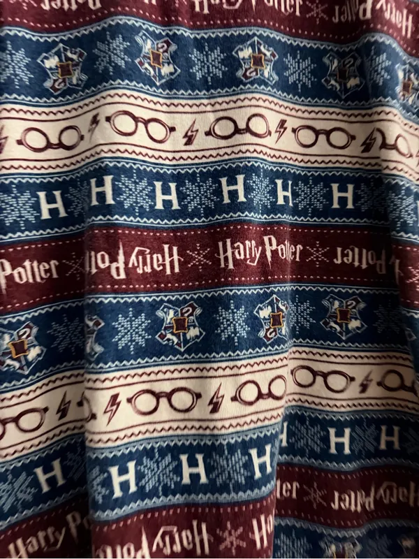 Harry Potter Patterned Long Sleeve Pajama Set - Blue & Burgundy - Image 3