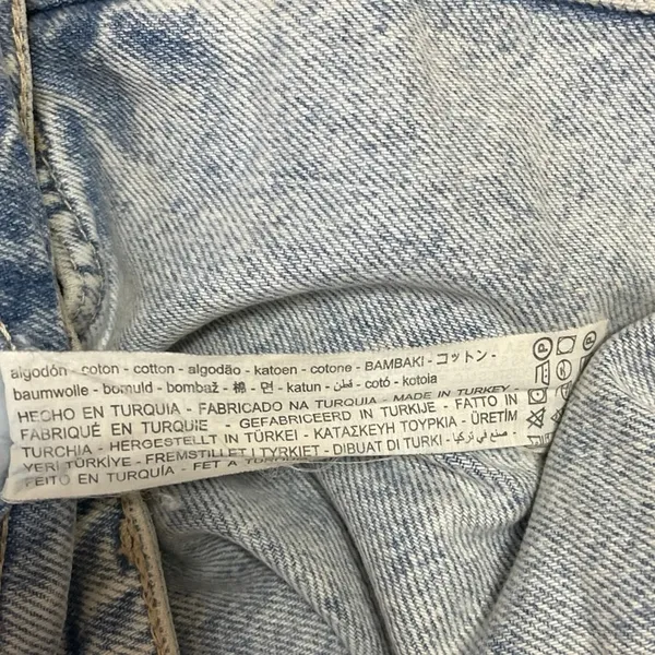 Zara Women's Blue Light Wash High Rise Distressed Wide Leg Denim Jeans Size 8 - Image 5