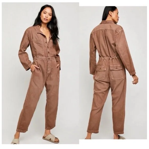 Free People Jumpsuit Size Medium We the Free Brown Coverall One Piece NWT - Image 6