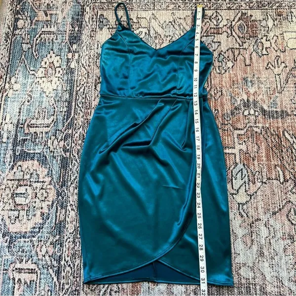 Lulus Forever Your Girl Teal Blue Satin Bodycon Dress Extra Small Mini Dress - Image 13