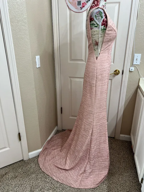NWT Jovani 45811 Glitter Plunging V-Neck Mermaid Prom Gown Rose Gold Size 2 - Image 6