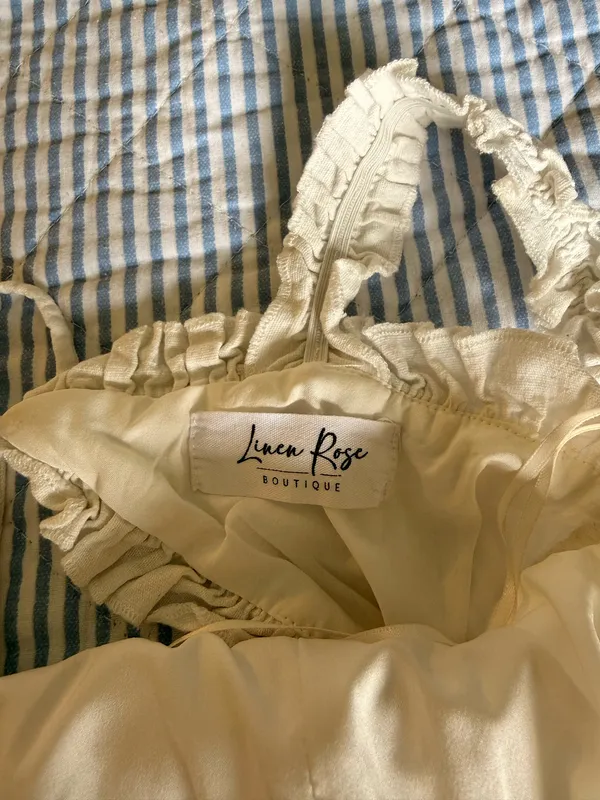 Linen Rose Boutique white mini dress Tan - Image 5