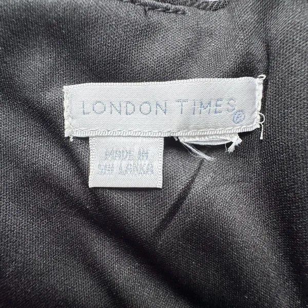 London Times Dress Size ?? Black Tiered Ruffle Sheath Cocktail Empire Waist - Image 4