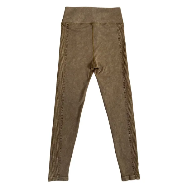 OFFLINE by Aerie Ribbed Seamless Leggings Tan‎ Acid Wash High Waisted Womens M - Image 2