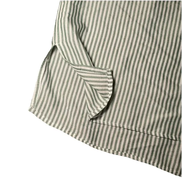 Women's Casual Light Green & White Striped Button Down Summer, Vacation.‎ LG - Image 5