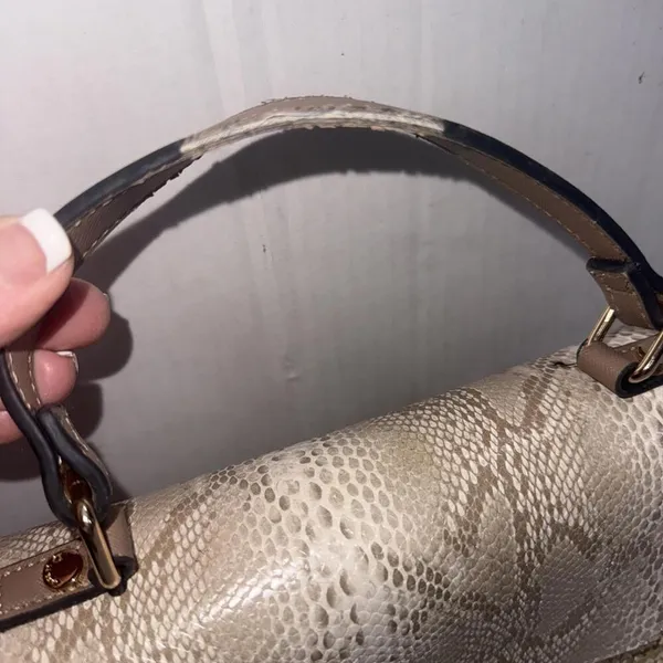 Dune London Embossed Snake‎ Print Designer Lux Crossbody Gold Straw Wicker Purse - Image 5