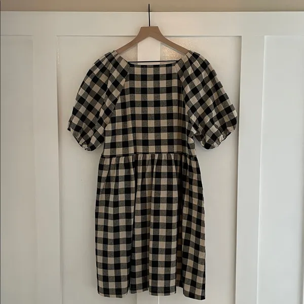 MODCLOTH x PRINCESS HIGHWAY Isabelle Dress Gingham Plaid Cotton Linen Size 10 - Image 6