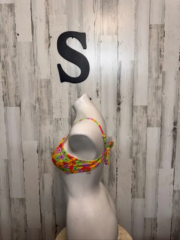 SheIn Retro Floral Underwire Demi Bikini Top Womens Small Multi Color Neon Boho - Image 2