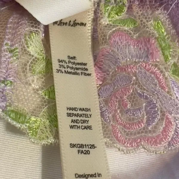 For Love & Lemons Garter Belt Womens Floral Embroidered Lace Purple NWOT Small - Image 5