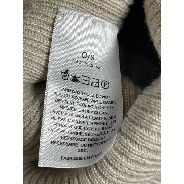 Aritzia Sunday Best Unisex Beige Ribbed Knit Cuffed Bonnet Beanie Hat Cap OS - Image 4
