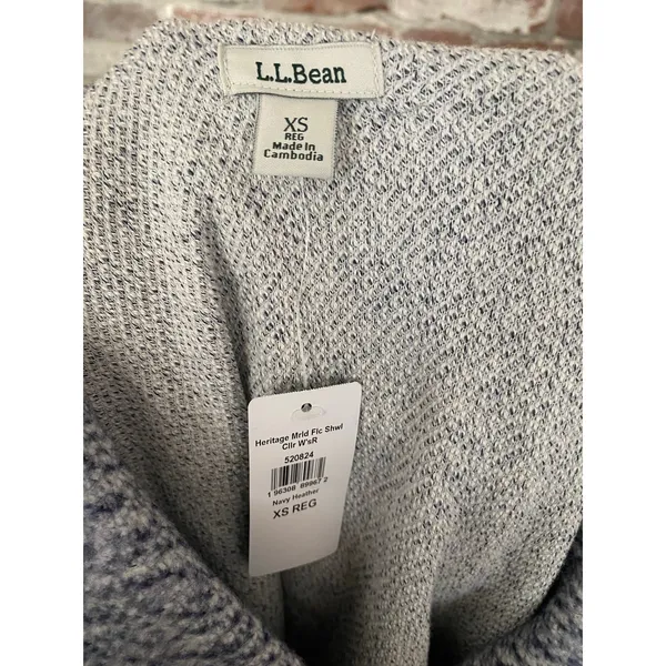 NWT L.L. Bean Women's Shawl Collar Marled Knit Pullover Sweater XS Blue White - Image 5