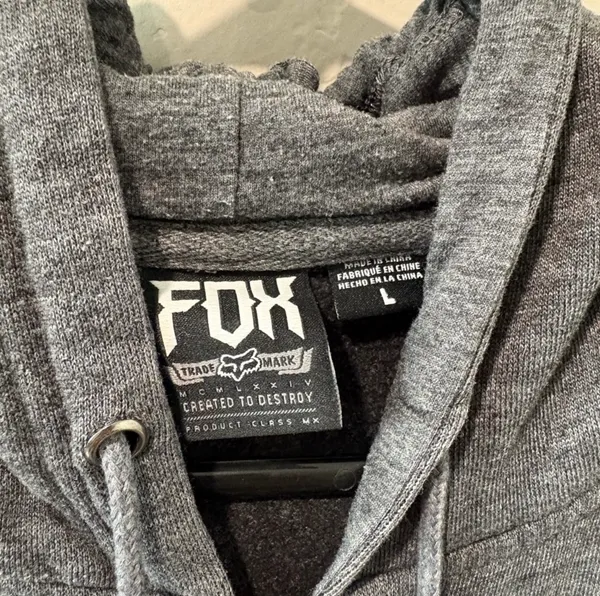 Fox Racing Gray with Red Accent Zip Up Hoodie - Image 2