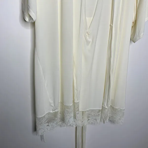 Eberjey Rosalia Tencel Modal Ivory Robe Lace Tie Womens Small - Image 4