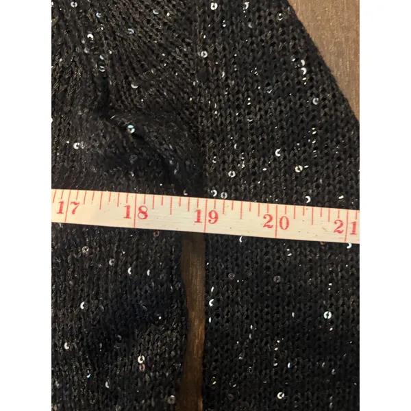 Gianni Bini Sequin Layered Top Small Black Sparkly Glam Party Blouse - Image 4