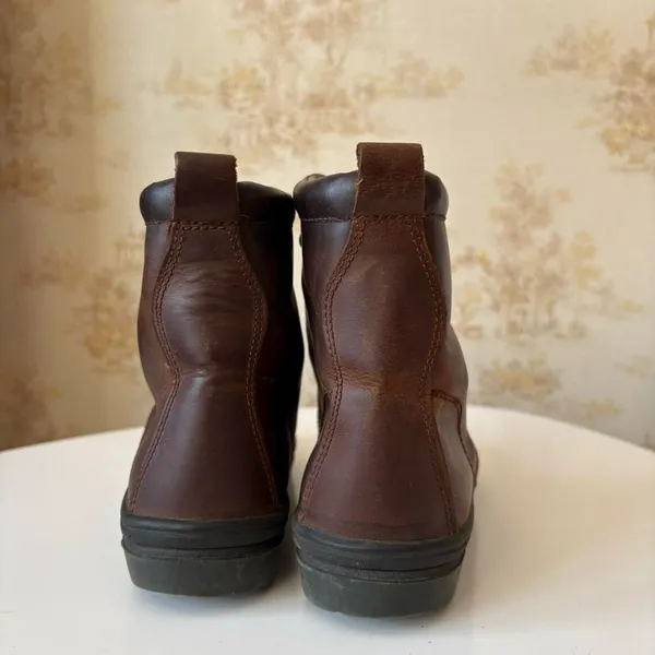 Vintage Oak Meadow brown leather moc toe outdoor lace up boots size 8M US - Image 2