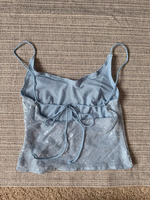 Amazon Blue Sequin Tank Top - Image 3