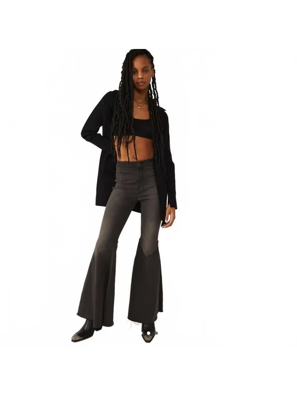 Free People Sarah Knit Cardigan Sweater Ribbed Longline Black Women's Size XS - Image 7