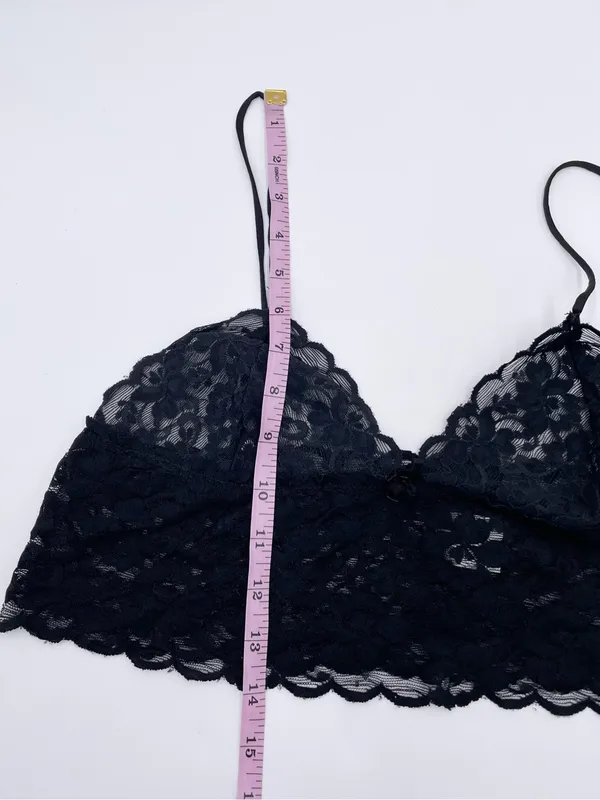 Vintage 80s 90s Alana Gale Sheer Black Lace Bralette Cami Small Dark Coquette - Image 12