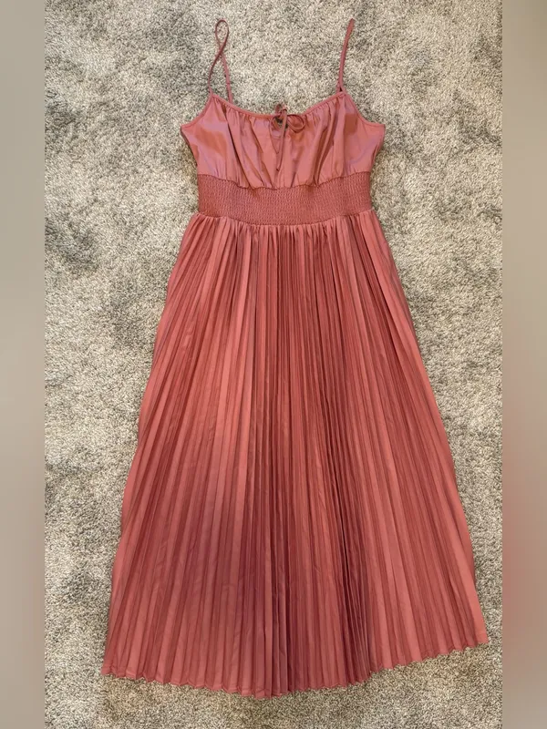 J.Crew Smocked Waist Pleated Midi Dress Pink NWT Size 10 - Image 4