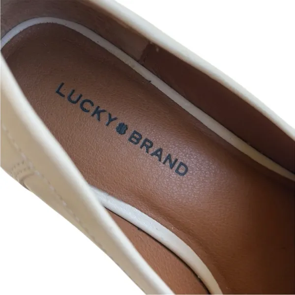 Like New Lucky Brand Leather Floriss Loafers Cream Size 7 - Image 4