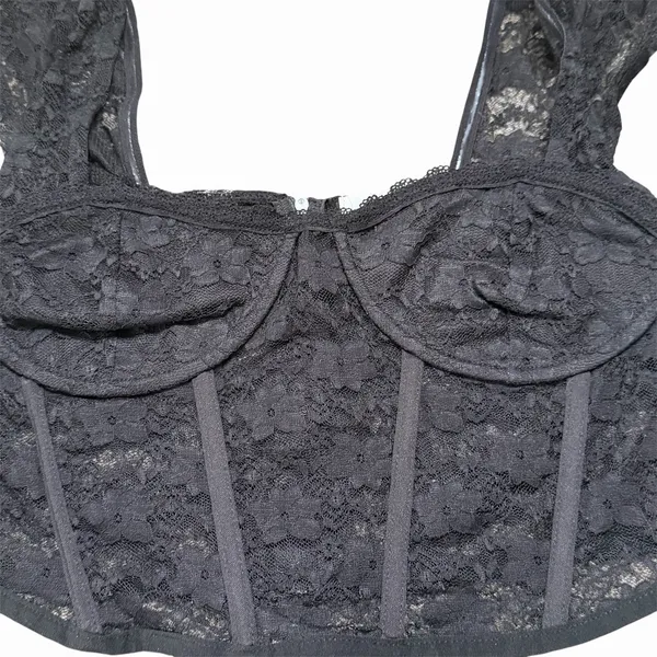 Faded Rose‎ Women's Black Lace Corset Bralette Crop Top Size M - Image 6