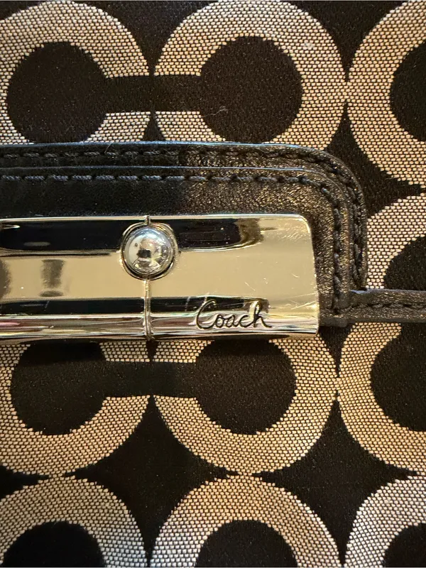 Coach Legacy Signature Jacquard Black Tan Swingpack Crossbody Y2K Gold - Image 6