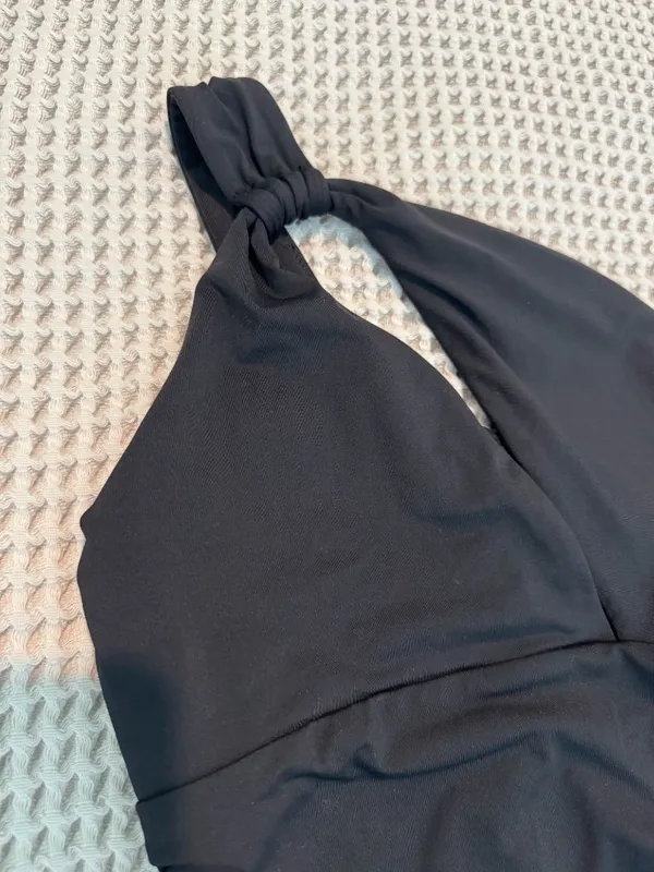 Seafolly One Shoulder Cutout One Piece Swimsuit Size 10 Black Summer Vacation - Image 5