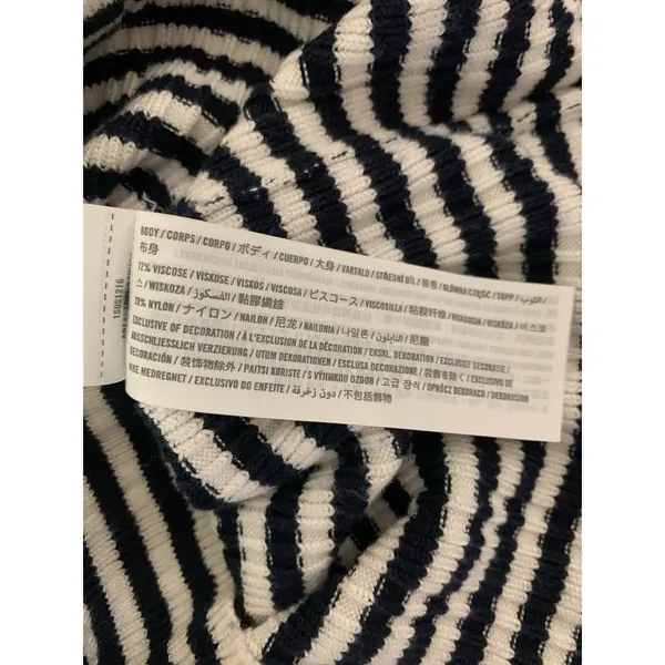 Abercrombie Fitch Navy White Striped Ribbed Turtleneck Preppy Y2K Old Money S - Image 4