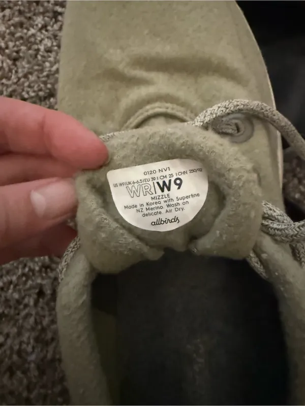 Allbirds Women's Wool Runner Mizzles Sneakers Cardamom Cream Sole Size 9 - Image 13