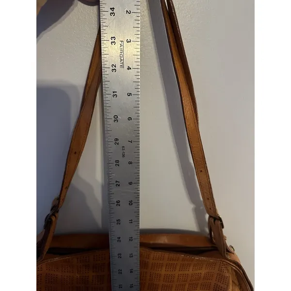 Earthbags Fred Salerno Perforated Brown Leather Purse Boho Shoulder Bag Vintage - Image 9