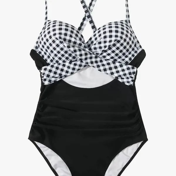 High waisted Bathing suit size Large . Looks like 2 piece but it's one p… - Image 5