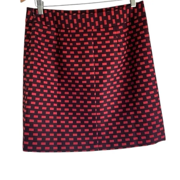 LOFT Red & Black Geometric Print A-Line Mini Skirt Size 6 Career Office Chic - Image 5