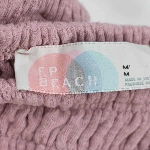 Free People Beach Homecoming Linen Blend Smocked Jumpsuit Jumper Pink Salt M - Image 2