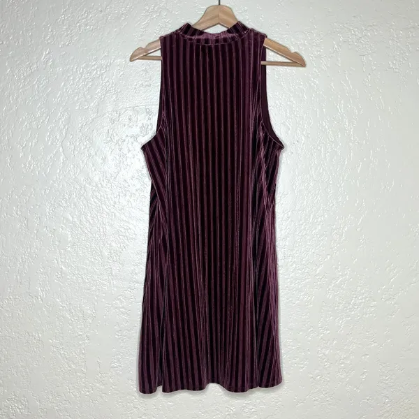 Mudd Velvet Swing Dress Y2K Mod Mock Neck Sleeveless‎ Striped Juniors XL - Image 3
