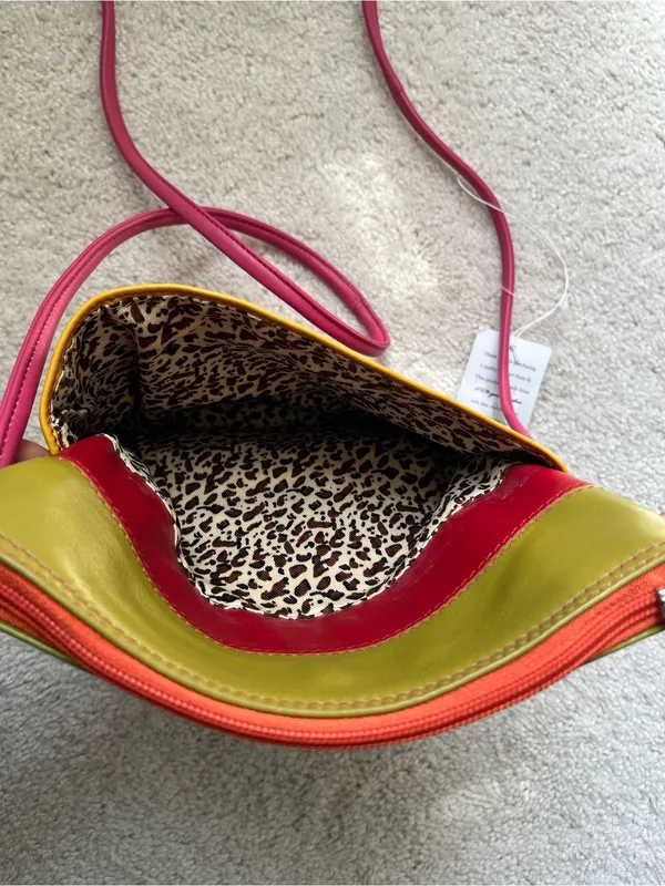 BNWT Genuine leather multicolor color block crossbody bag - Image 5