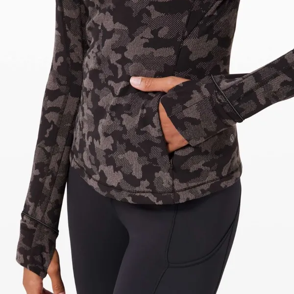 Lululemon Run Briskly 1/2 Zip Long Sleeve Shirt Camo Black Lunar Rock Size 6 - Image 11